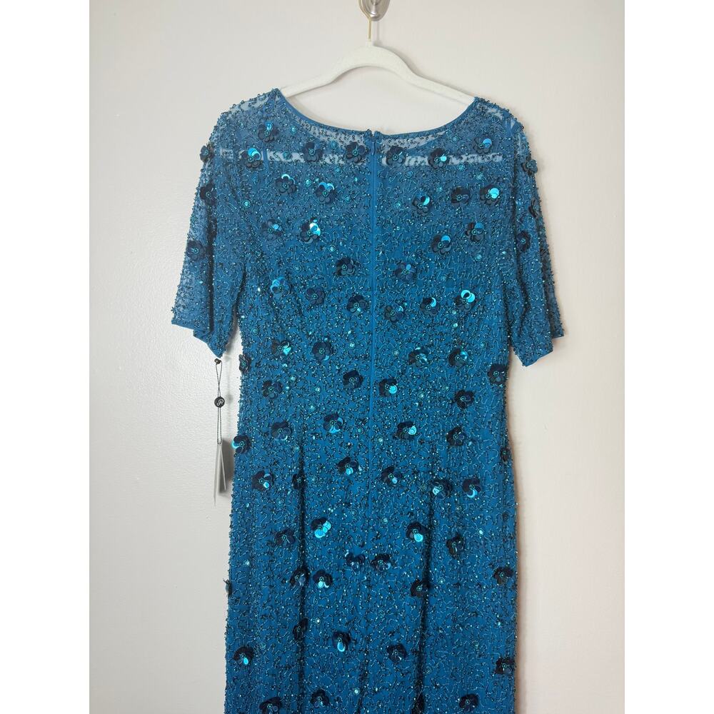 NWT Adrianna Papell Floral Beaded Blue Gown Mother of Bride Wedding Guest Dress - Picture 11 of 16